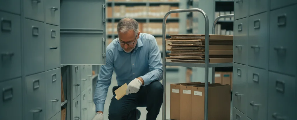 Illustration of a person working as an archivist