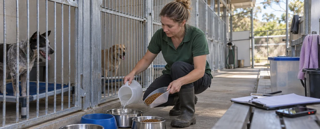 Illustration of a person working as a boarding kennel operator