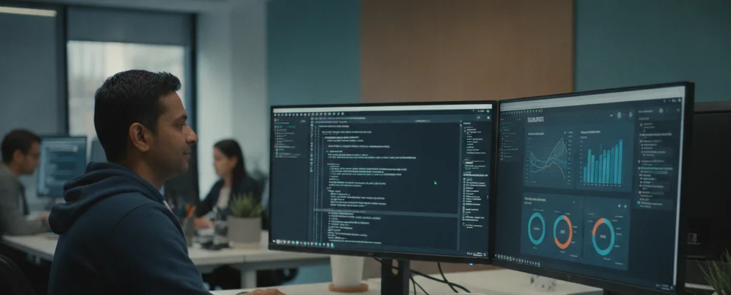 Illustration of a person working as a business intelligence developer