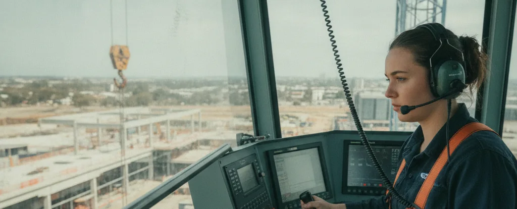 Illustration of a person working as a crane operator