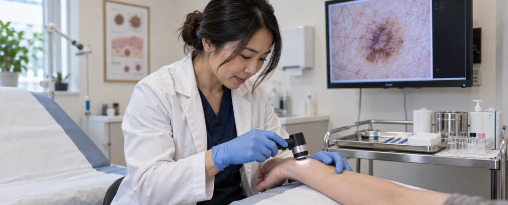 Illustration of a person working as a dermatologist