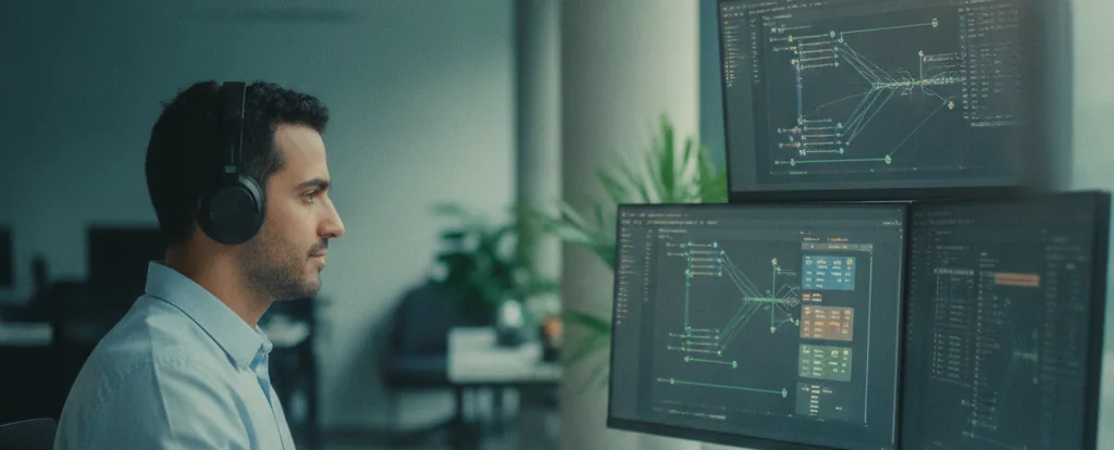 Illustration of a person working as a devops engineer
