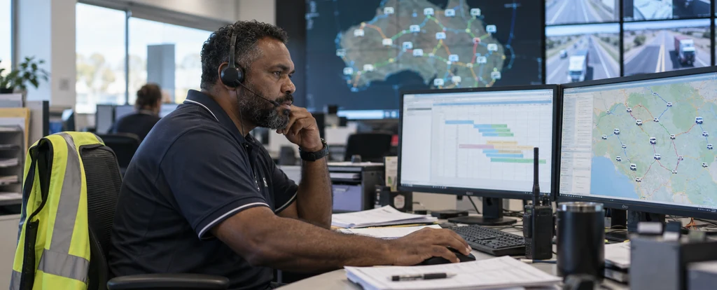 Illustration of a person working as a dispatcher