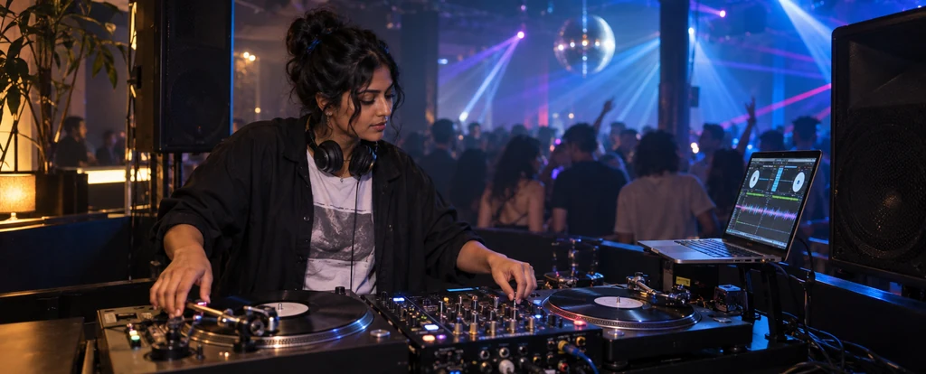 Illustration of a person working as a dj