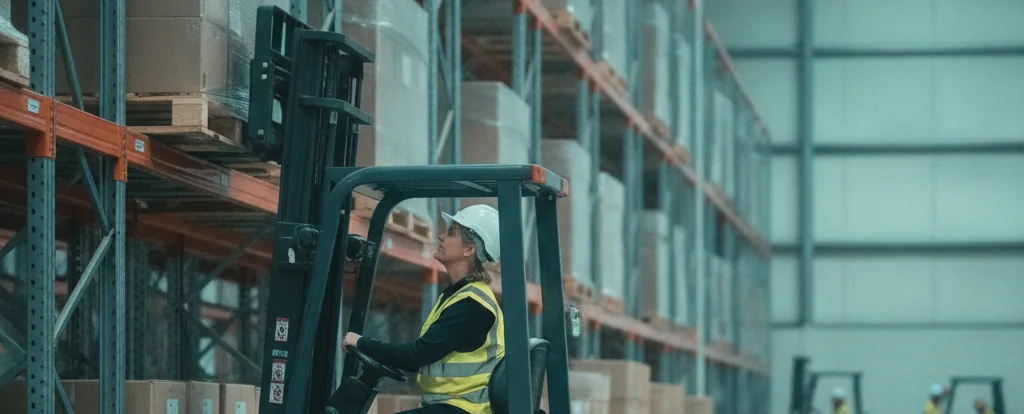 Illustration of a person working as a forklift operator