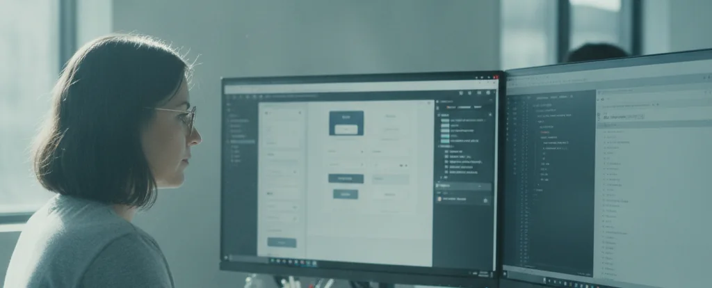 Illustration of a person working as a front end developer