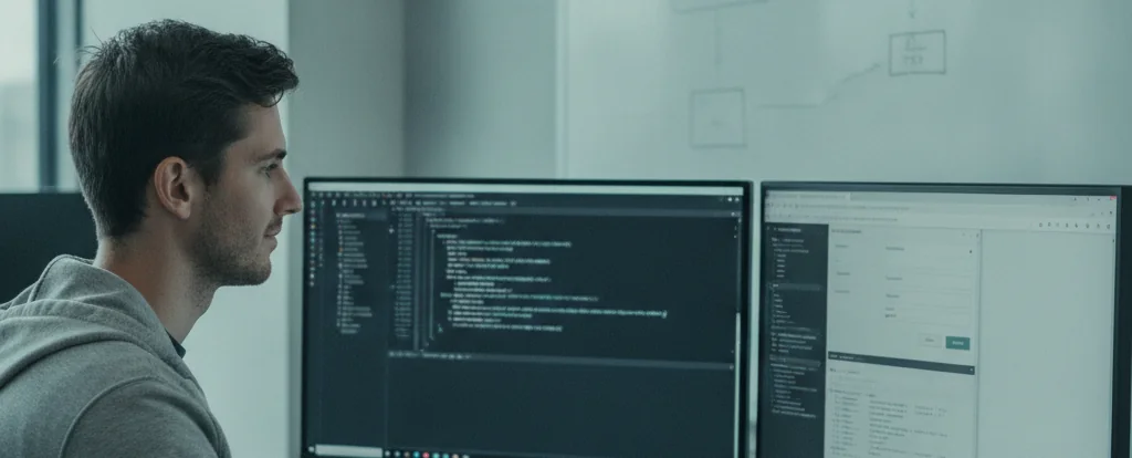 Illustration of a person working as a full stack developer