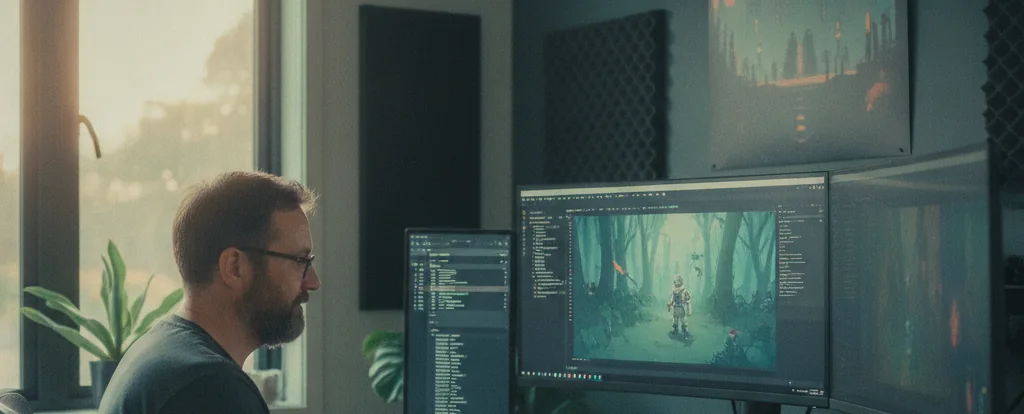 Illustration of a person working as a game developer