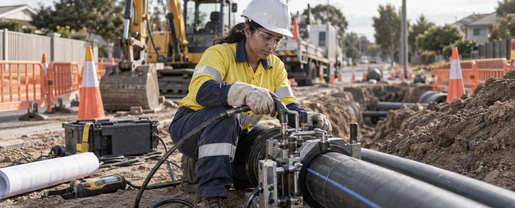 Illustration of a person working as a gas network technician