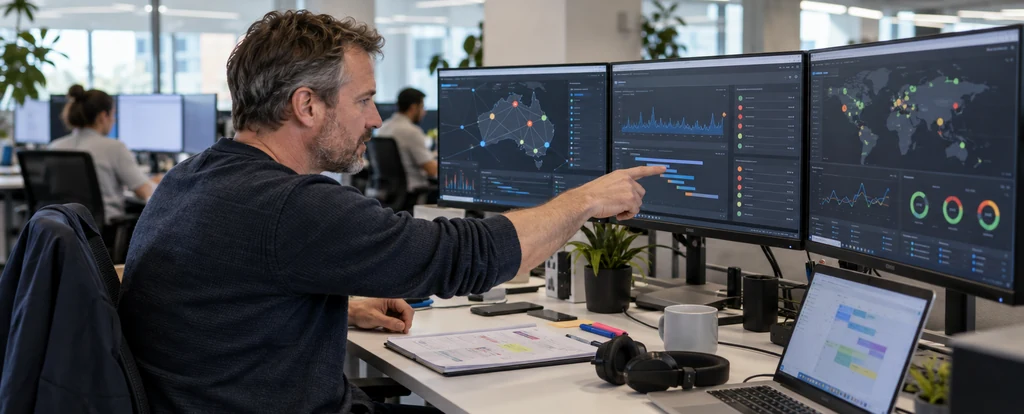 Illustration of a person working as an it operations manager