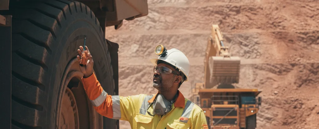 Illustration of a person working as a miner
