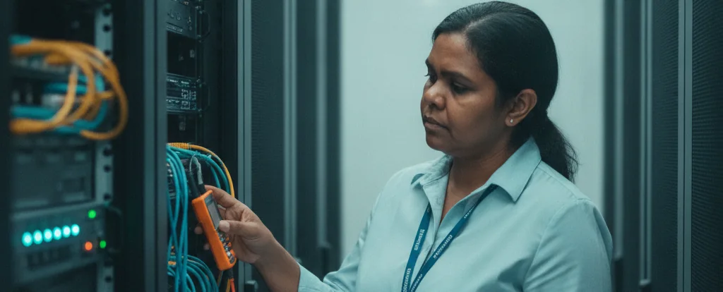 Illustration of a person working as a network engineer