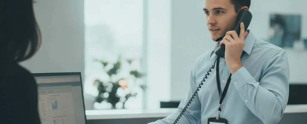 Illustration of a person working as a receptionist