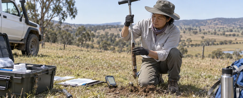 Illustration of a person working as a soil scientist