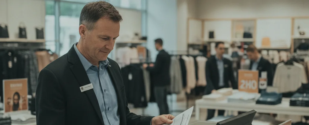 Illustration of a person working as a store manager