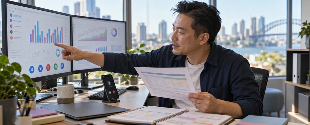 Illustration of a person working as an advertising manager