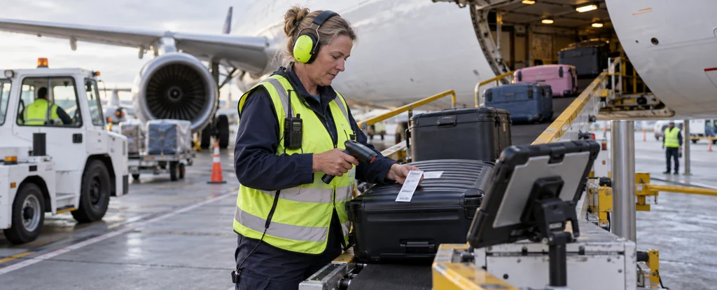 Illustration of a person working as an airport ground crew