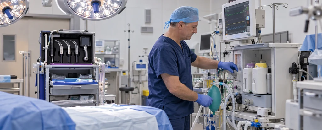 Illustration of a person working as an anaesthetic technician