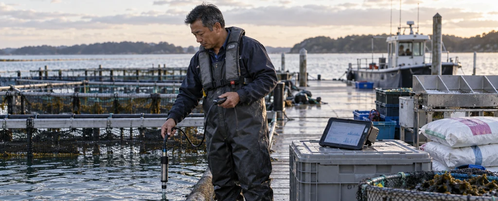 Illustration of a person working as an aquaculture worker