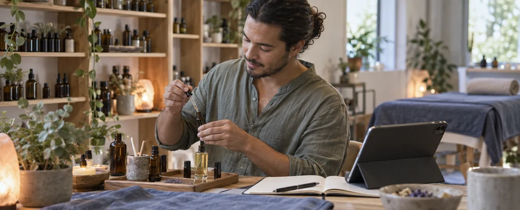 Illustration of a person working as an aromatherapist