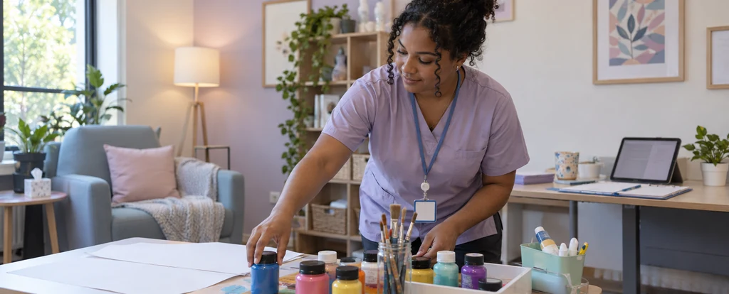 Illustration of a person working as an art therapist