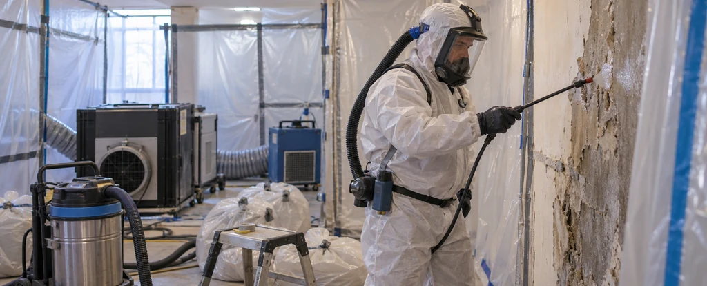 Illustration of a person working as an asbestos removalist