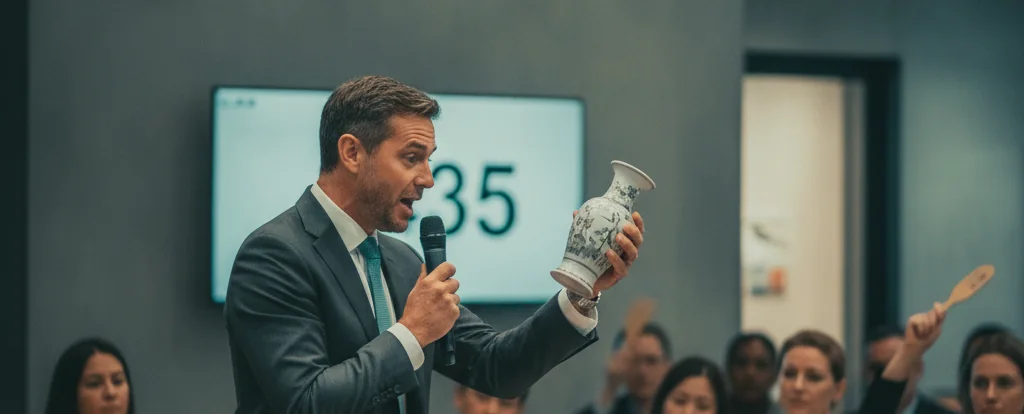 Illustration of a person working as an auctioneer