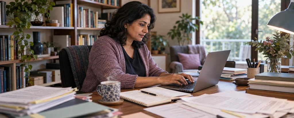 Illustration of a person working as an author