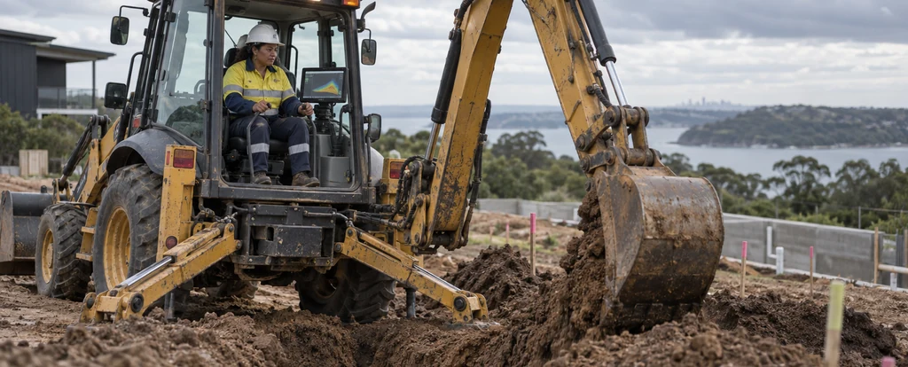Illustration of a person working as a backhoe operator