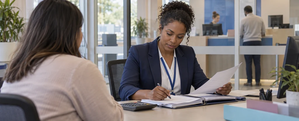 Illustration of a person working as a bank manager