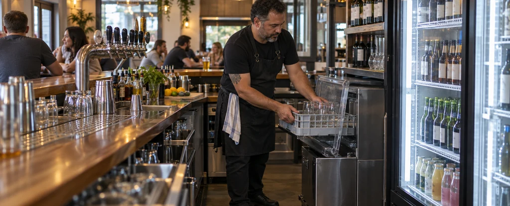 Illustration of a person working as a bar useful