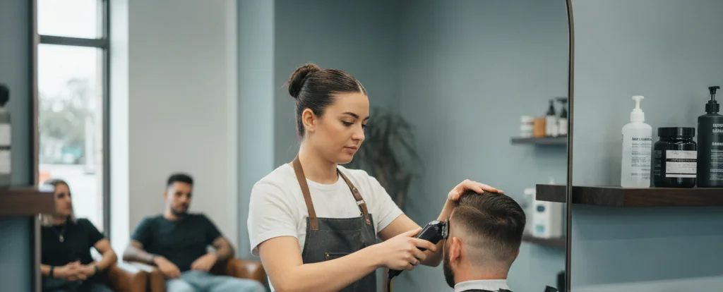 Illustration of a person working as a barber