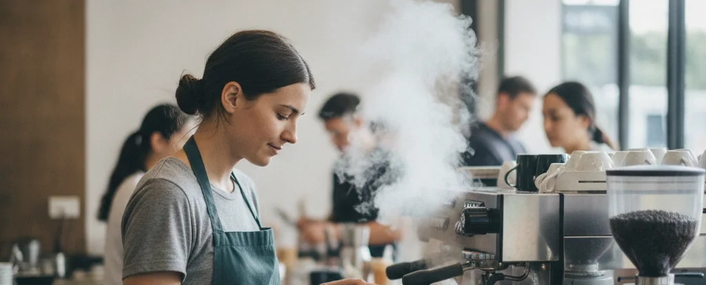 Illustration of a person working as a barista