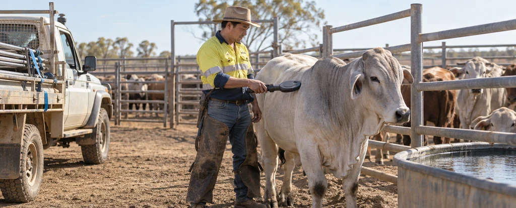 Illustration of a person working as a beef cattle farmer