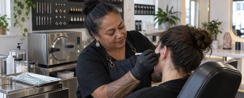 Illustration of a person working as a body piercer