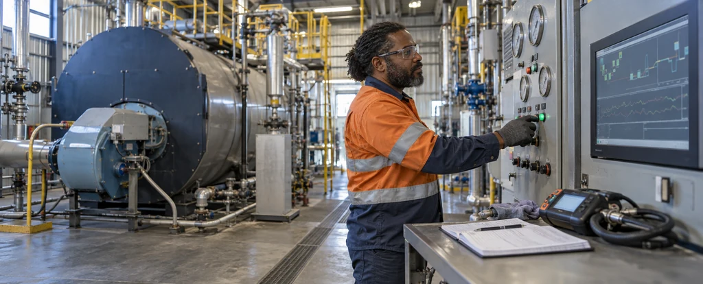 Illustration of a person working as a boiler operator