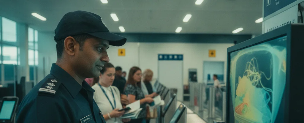 Illustration of a person working as a border force officer