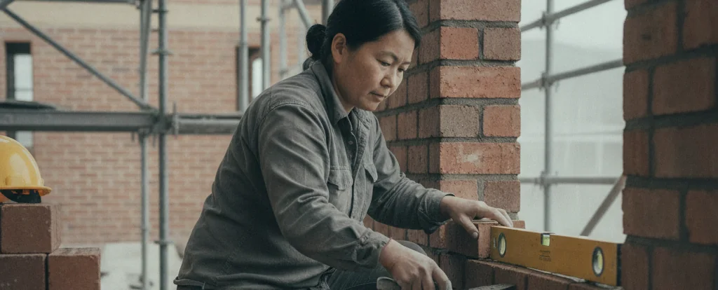 Illustration of a person working as a bricklayer
