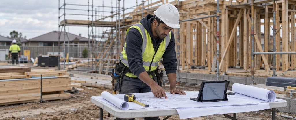 Illustration of a person working as a builder