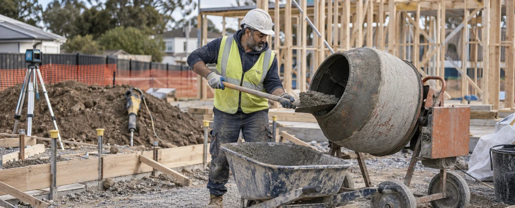 Illustration of a person working as a builder's labourer