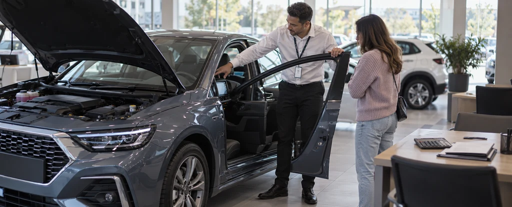 Illustration of a person working as a car salesperson