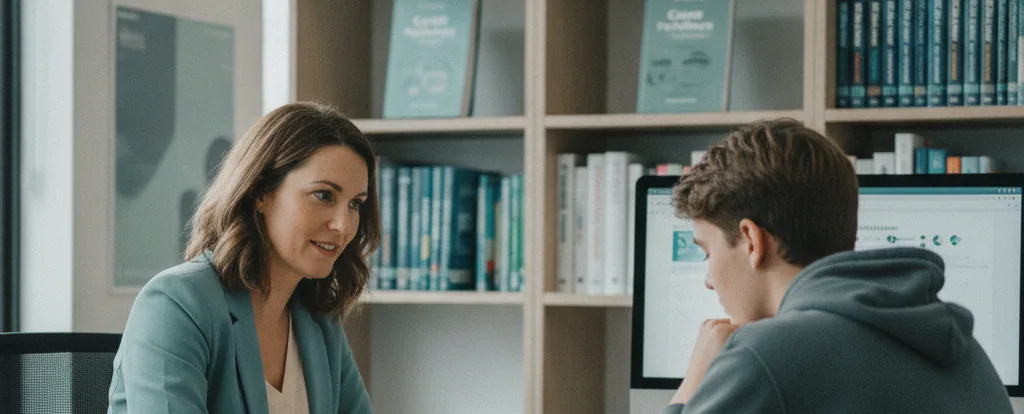 Illustration of a person working as a careers counsellor