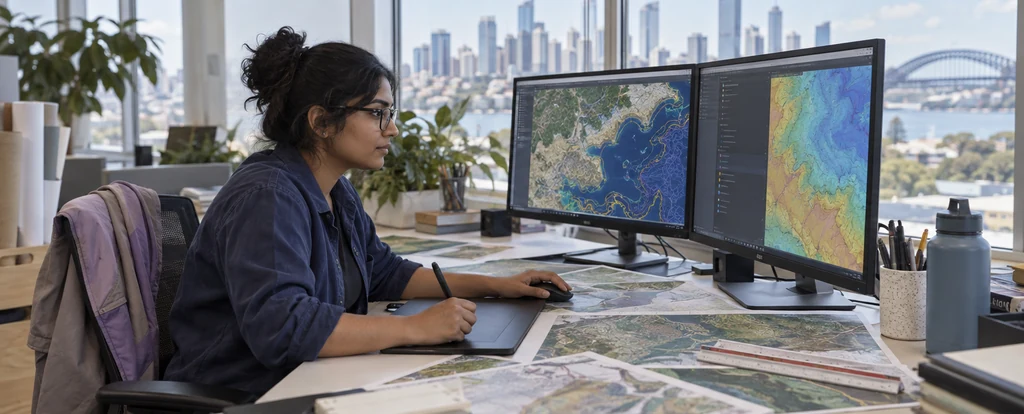 Illustration of a person working as a cartographer