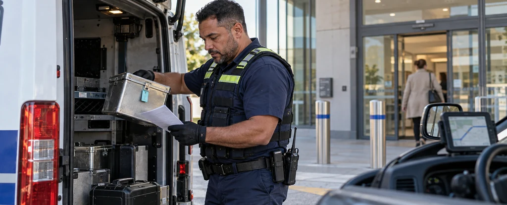 Illustration of a person working as a cash in transit officer