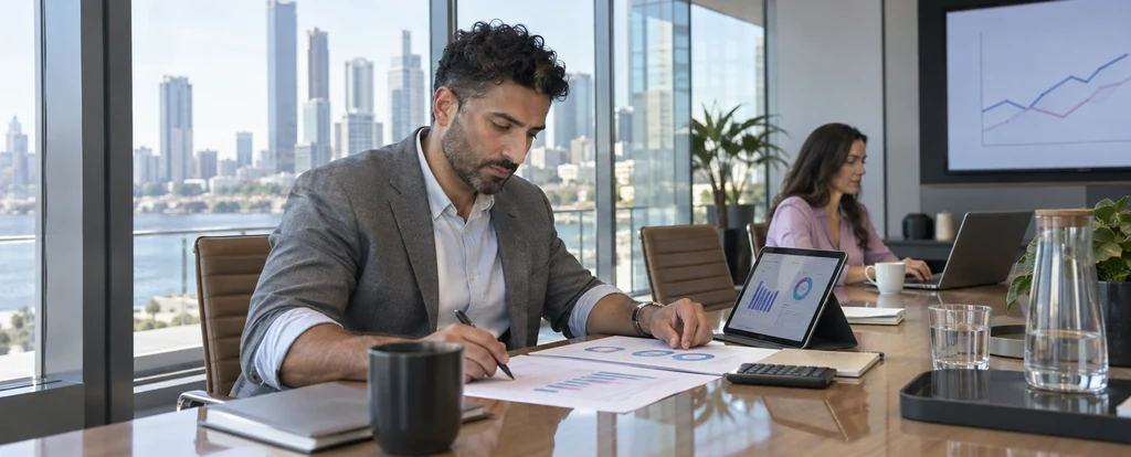 Illustration of a person working as a chief marketing officer