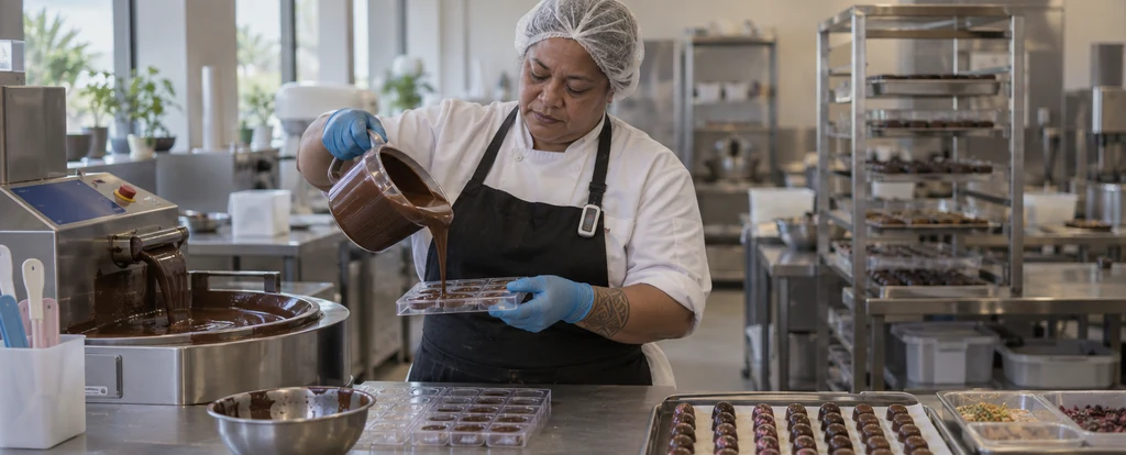 Illustration of a person working as a chocolatier