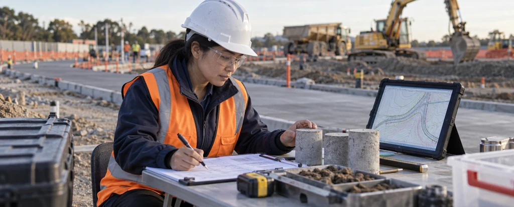 Illustration of a person working as a civil engineering technician
