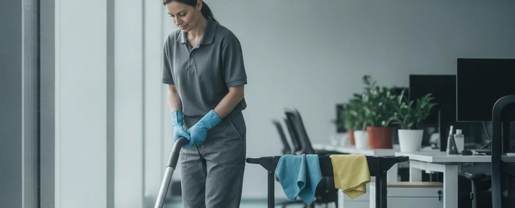 Illustration of a person working as a cleaner