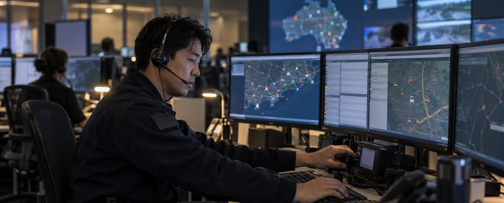 Illustration of a person working as a communications operator