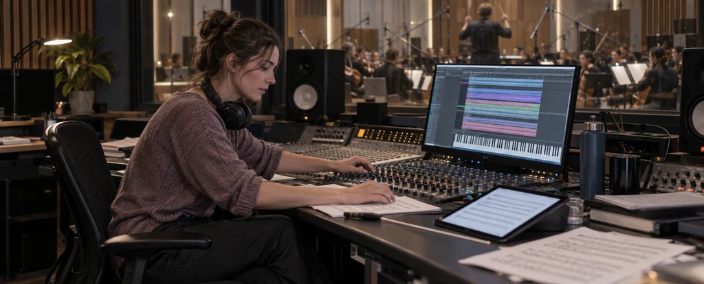 Illustration of a person working as a composer